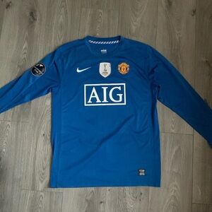 Ronaldo #7 UCL Manchester United 2008/2009 Blue Away Long sleeve Jersey Size - M